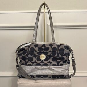 Coach Y2K Denim and Silver E1160-F17443 Travel Weekender Diaper Tote Bag